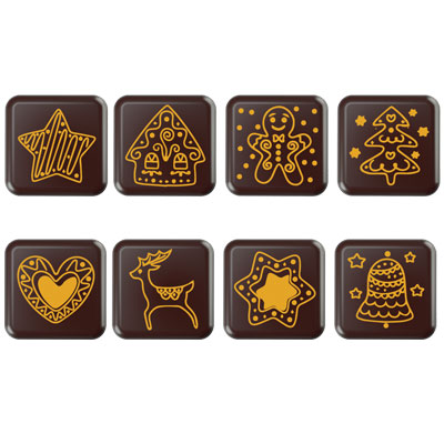 Chocolade Kerstassortiment Vierkant (puur)